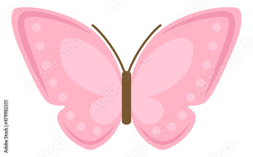 Pink butterfly. Pretty meadow animal. Summer nature symbol