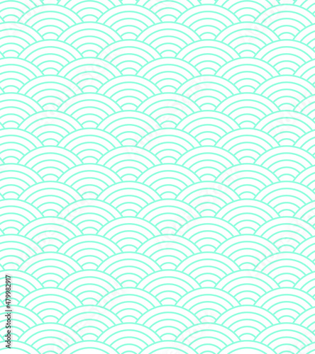 Vector seamless pattern with concentric half circles. Japanese style geometric abstract tiles background.