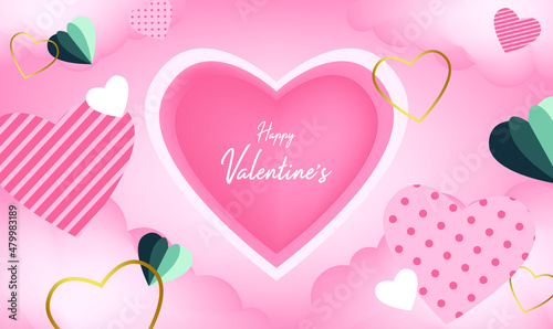 happy valentines day pattern illustration background wallpaper banner template flyer poster event label backdrop modern vector design concept premium color digital card ornamental black gold luxury