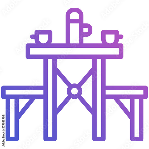 Table Camp line gradient icon