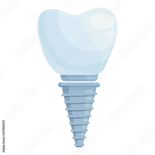 Care tooth implant icon cartoon vector. Oral dental. Root process