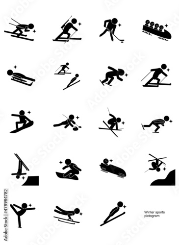 Winter sports pictogram Black no frame ,冬のスポーツ ピクトグラム 黒 枠なし,SVG