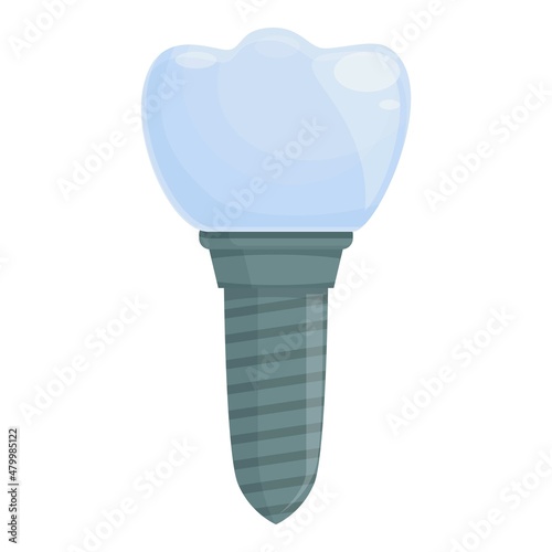 Tooth implant process icon cartoon vector. Dental crown. Care clinic