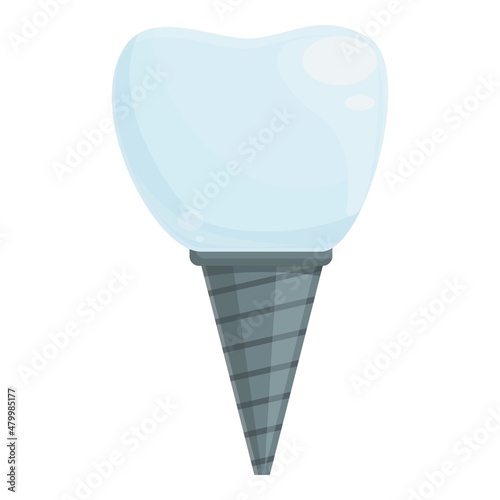 Health dental implant icon cartoon vector. Crown tooth. Dent care