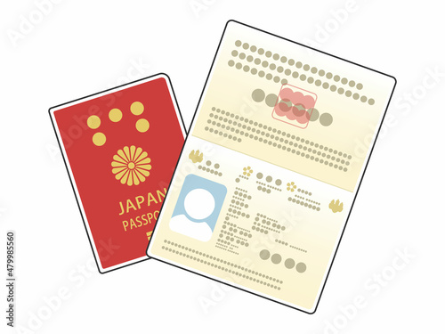日本国の赤色のパスポートのイラスト