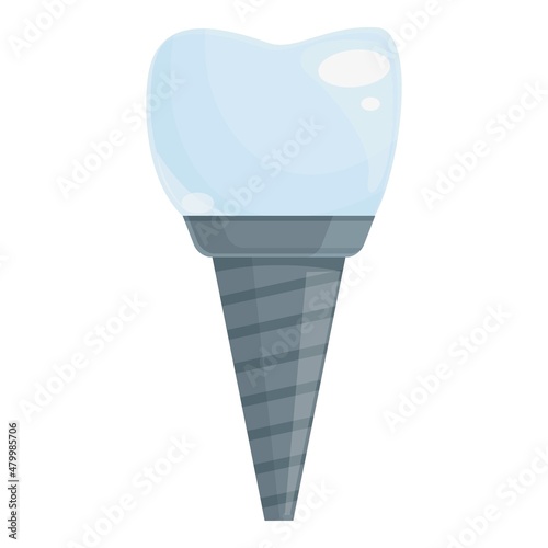 Titanium dental implant icon cartoon vector. Tooth crown. Denture oral