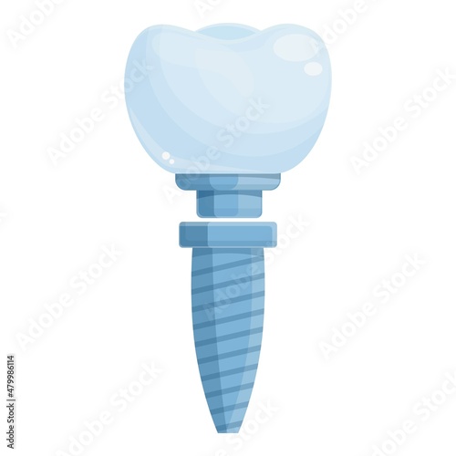 Kid dental implant icon cartoon vector. Crown surgery. Oral medicine