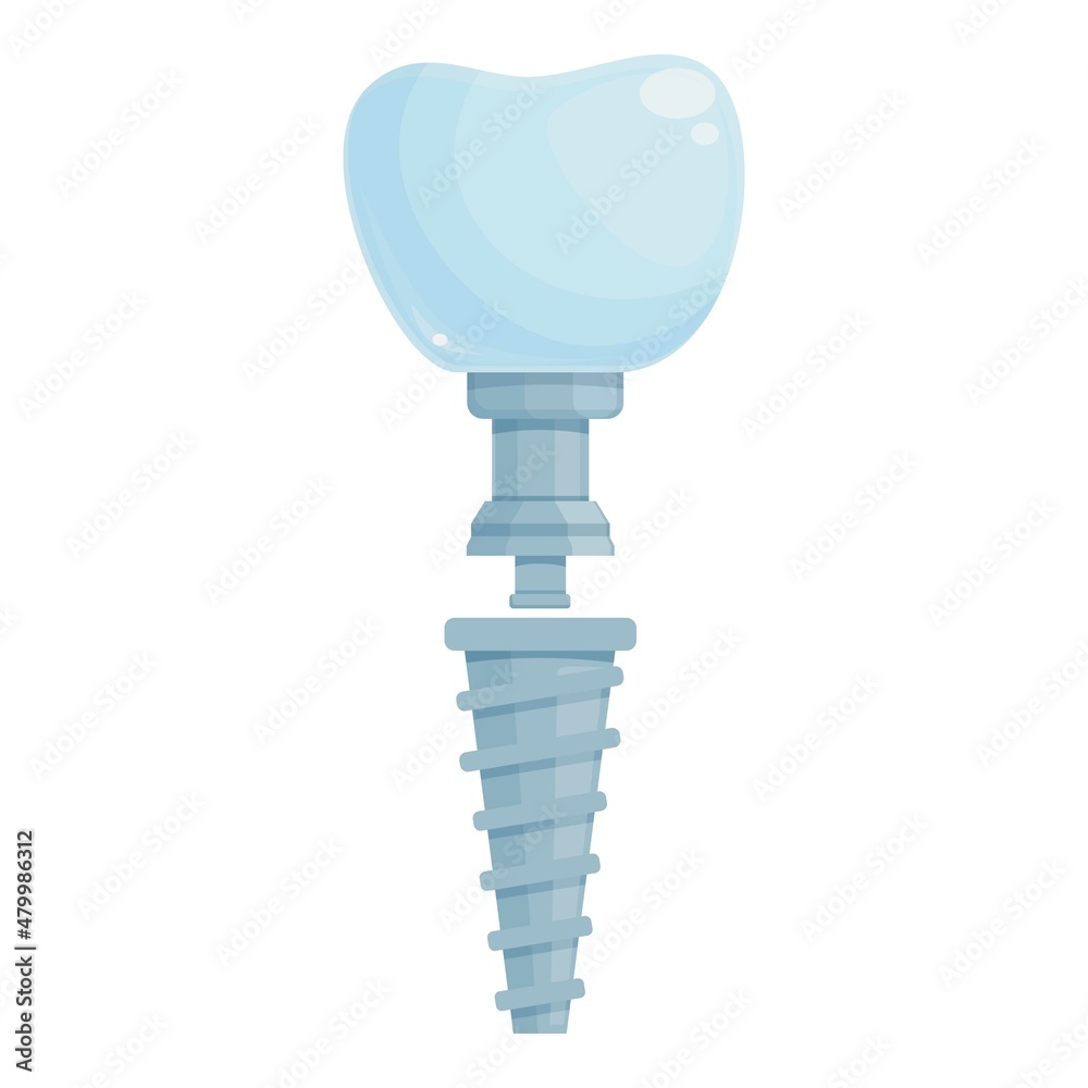 Dent implant icon cartoon vector. Oral crown. Dentist bone Dent implant icon cartoon vector. Oral crown. Dentist bone
