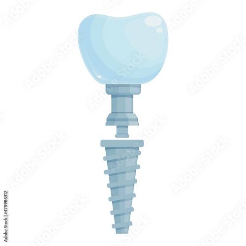 Dent implant icon cartoon vector. Oral crown. Dentist bone