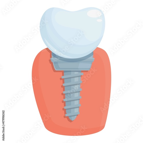 Procedure tooth implant icon cartoon vector. Dental crown. Oral denture
