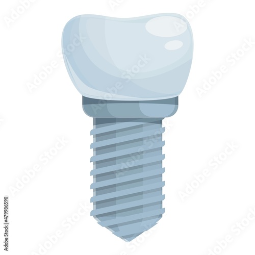Dentist tooth implant icon cartoon vector. Dental crown. Care dent
