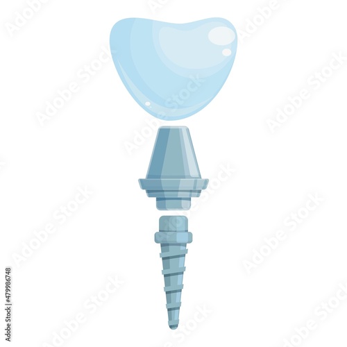 Oral dental implant icon cartoon vector. Tooth crown. Denture bone