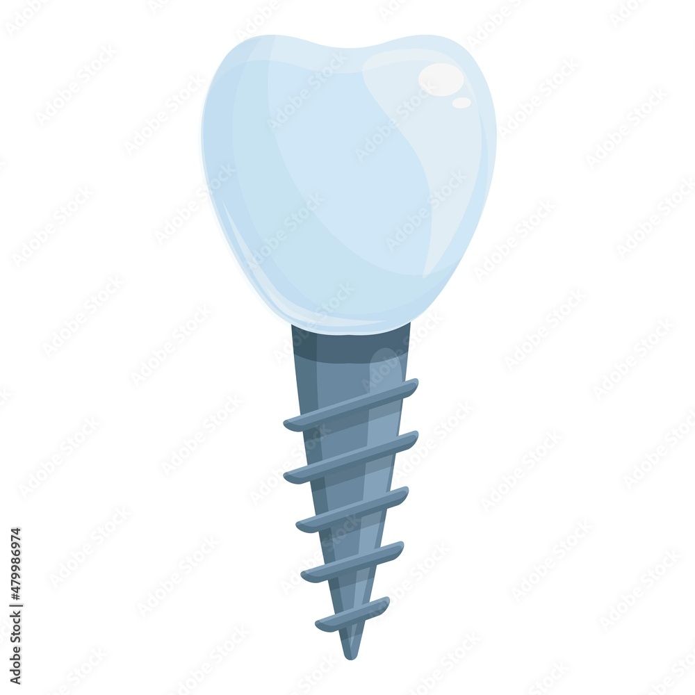 Tooth implant icon cartoon vector. Crown oral. Bone procedure Tooth implant icon cartoon vector. Crown oral. Bone procedure