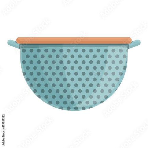 Pasta colander icon cartoon vector. Kitchen sieve. Water boil