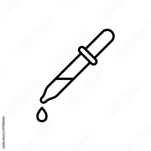 Pipette line icon. Black dropper sign outline. Homeopathic medicine. Essential oil. Lab glassware equipment. Color picker tool symbol. Cosmetics and beauty industry. Vector illustration, flat,clip art