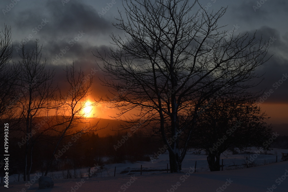 A sunrise on a winter morning, Sainte-Apolline, Québec, Canada A sunrise on a winter morning, Sainte-Apolline, Québec, Canada