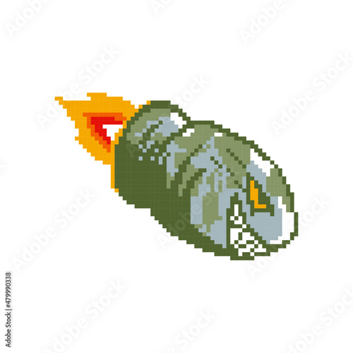 shark bullet rocket vector blue pixel art flat logo
