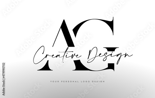 AG Letter Logo Design Icon with Serif Font and United Creative Letters Vector Illustration
