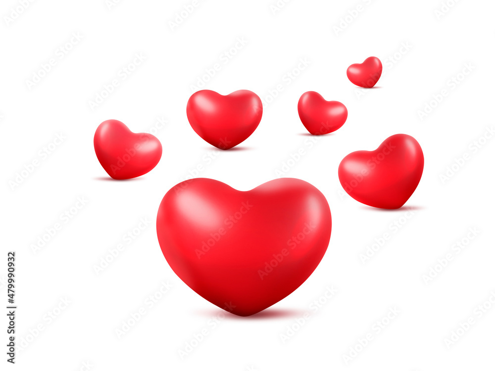Red Heart on White Background, 3d render