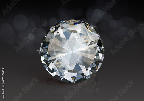 Dazzling diamond on white shining bokeh background. concept for chossing best diamond gem design
