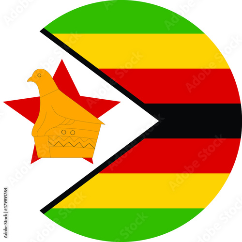 Circular national flag of Zimbabwe