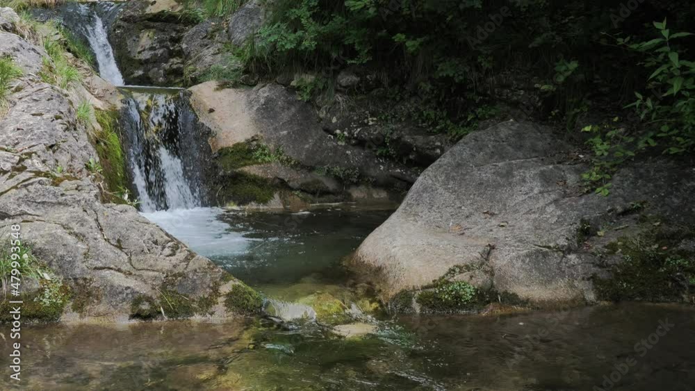 water in nature, landscape of waterfall in forest. Pure natural water streaming. Ecology water, natural resource water in nature, landscape of waterfall in forest. Pure natural water streaming. Ecology water, natural resource
