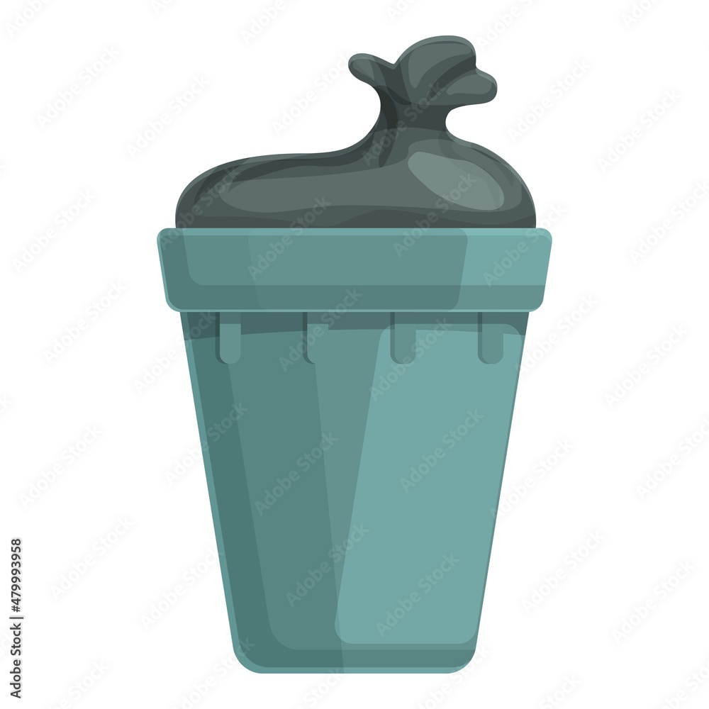 Plastic garbage bin icon cartoon vector. Waste bag. Sack kitchen Plastic garbage bin icon cartoon vector. Waste bag. Sack kitchen
