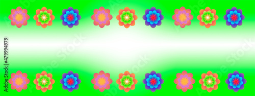 floral frame with white frame and colorful flowers