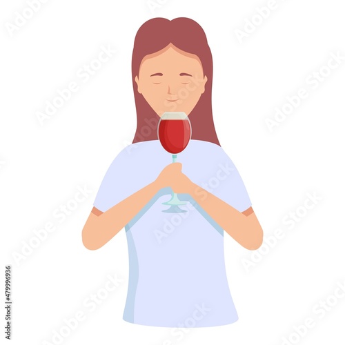Tasty red wine glass icon cartoon vector. Sommelier alcohol. Cocktail bottle