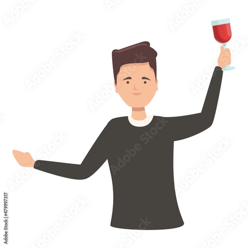 Wine cheers icon cartoon vector. Alcohol glass. Woman drink