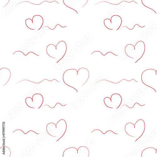 Seamless vintage pattern from the hearts. Hand drawn vector illustration
