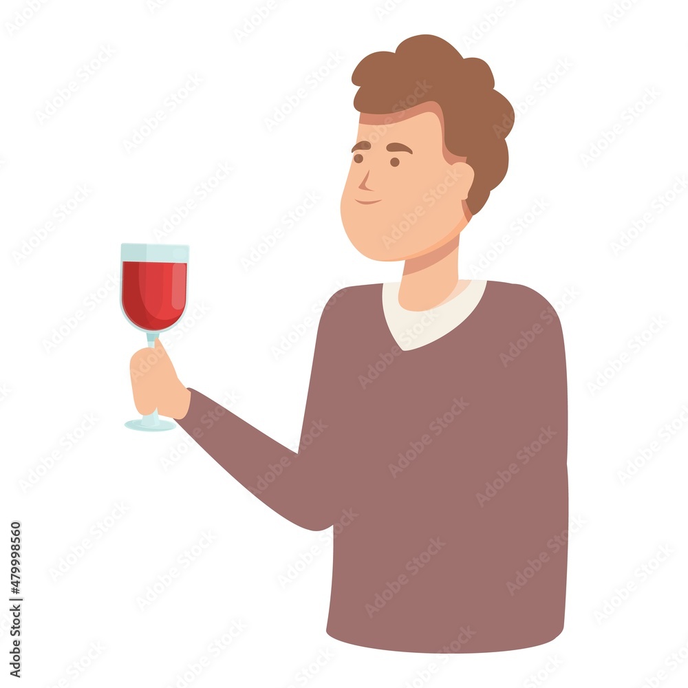 Party tasting icon cartoon vector. Alcohol sommelier. Man degustation Party tasting icon cartoon vector. Alcohol sommelier. Man degustation