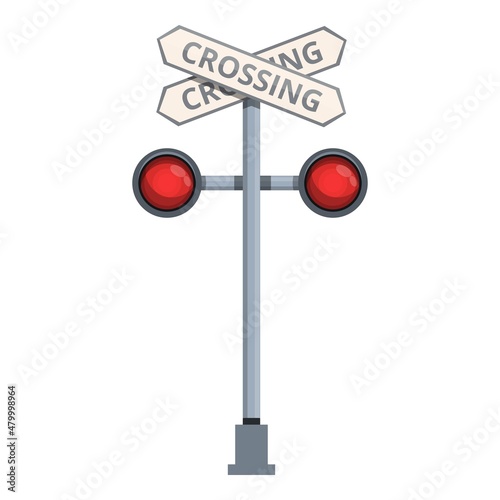 Railway train icon cartoon vector. Rail traffic. Signal road