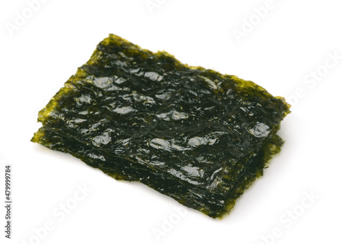 Stack of dried seaweed sheets gim photo