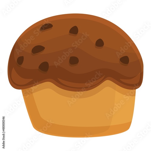 Chocolate muffin icon cartoon vector. Blueberry cake. Cream cupcake