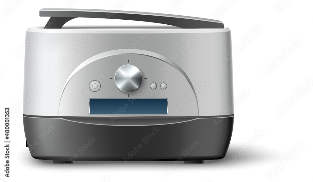 Fototapeta premium Realistic multicooker. Electric rice maker machine. Steam crockpot