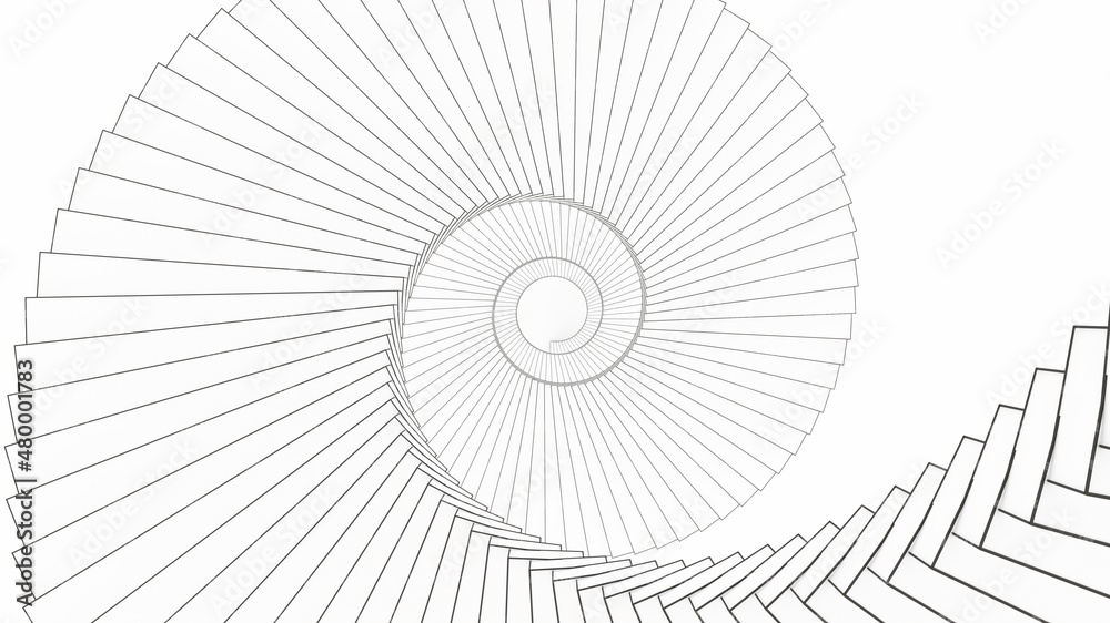 background structural spiral white background minimalism 3d render