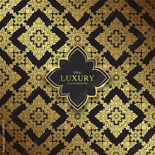 Thai art luxury temple, background pattern decoration for printing, flyers, poster, web, banner, brochure and card