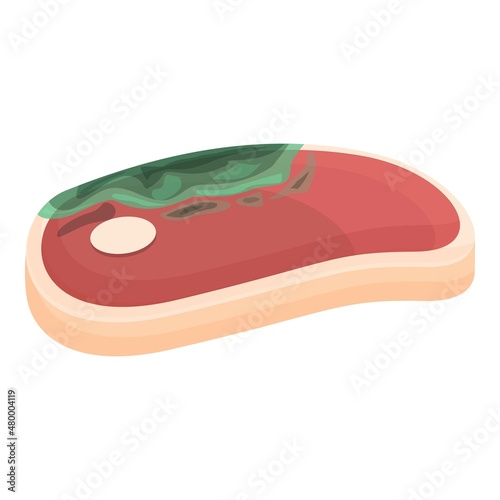 Contaminated steak icon cartoon vector. Virus meat. Food bacteria