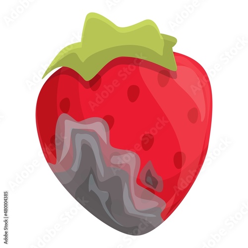 Contaminated strawberry icon cartoon vector. Food virus. Fruit contamination