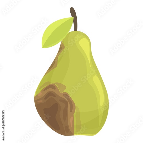 Contaminated pear icon cartoon vector. Fruit bacteria. Contamination food