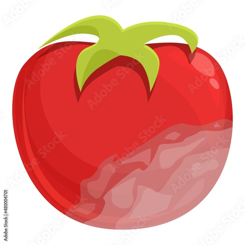 Contaminated tomato icon cartoon vector. Bacteria food. Virus rotten