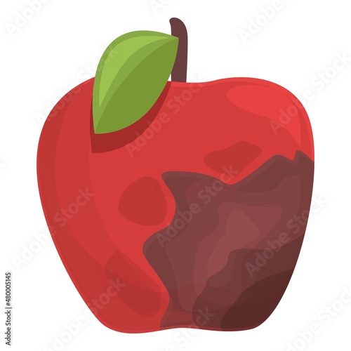 Contaminated apple icon cartoon vector. Food bacteria. Fruit virus