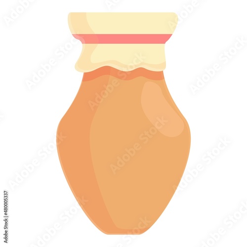 Milk cream pitcher icon cartoon vector. Cheese product. Shop glass
