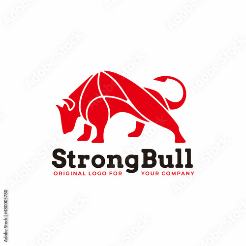 Strong bull logo design template for your company