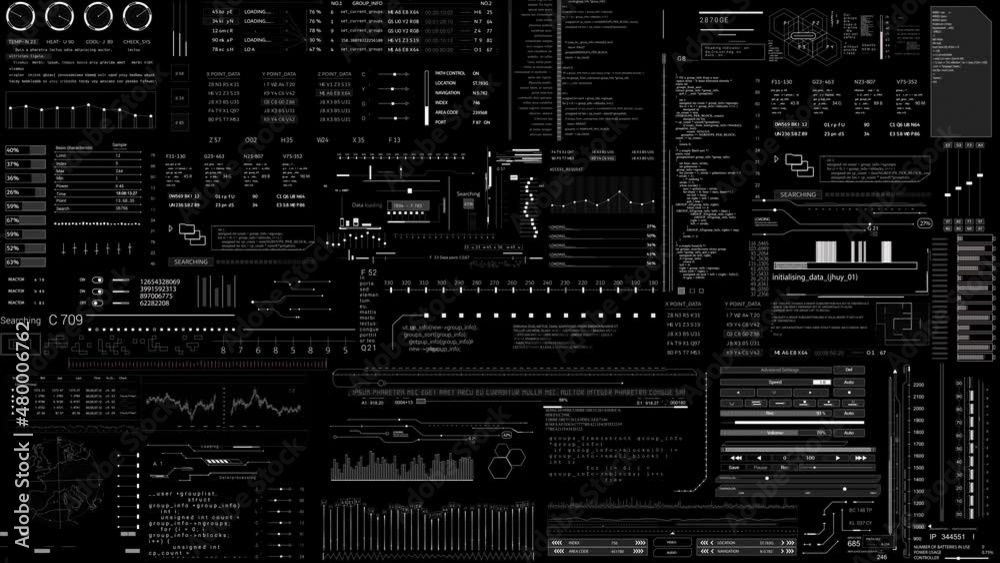 PNG Alpha.Sci Fi HUD elements 2D technology texture.Technology User Interface and data display.Control panel HUD technological infographic. Stock ビデオ | Adobe Stock