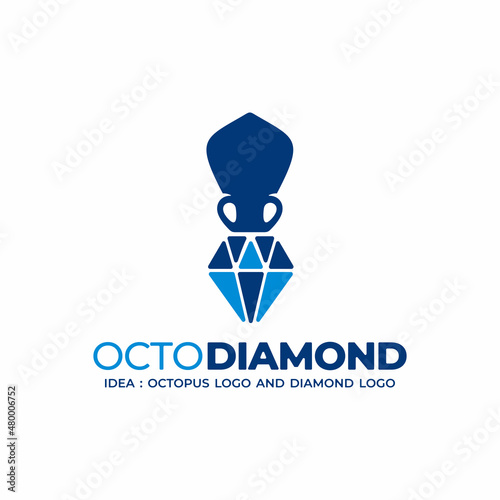 Fotografiet Unique logo design with a combined concept of octopus and diamond