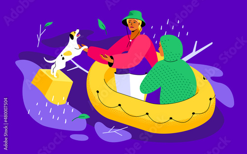 Flood safety - colorful flat design style illustration © Boyko.Pictures