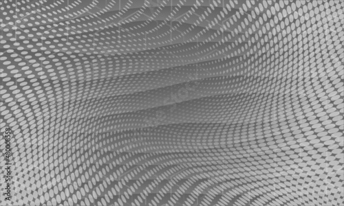 Monochrome Simple Geometric Effect Background. Black Line Halftone Wave Design. Grey Motion Graphic Illustration Wallpaper. Silver Business Texture Wall Background.