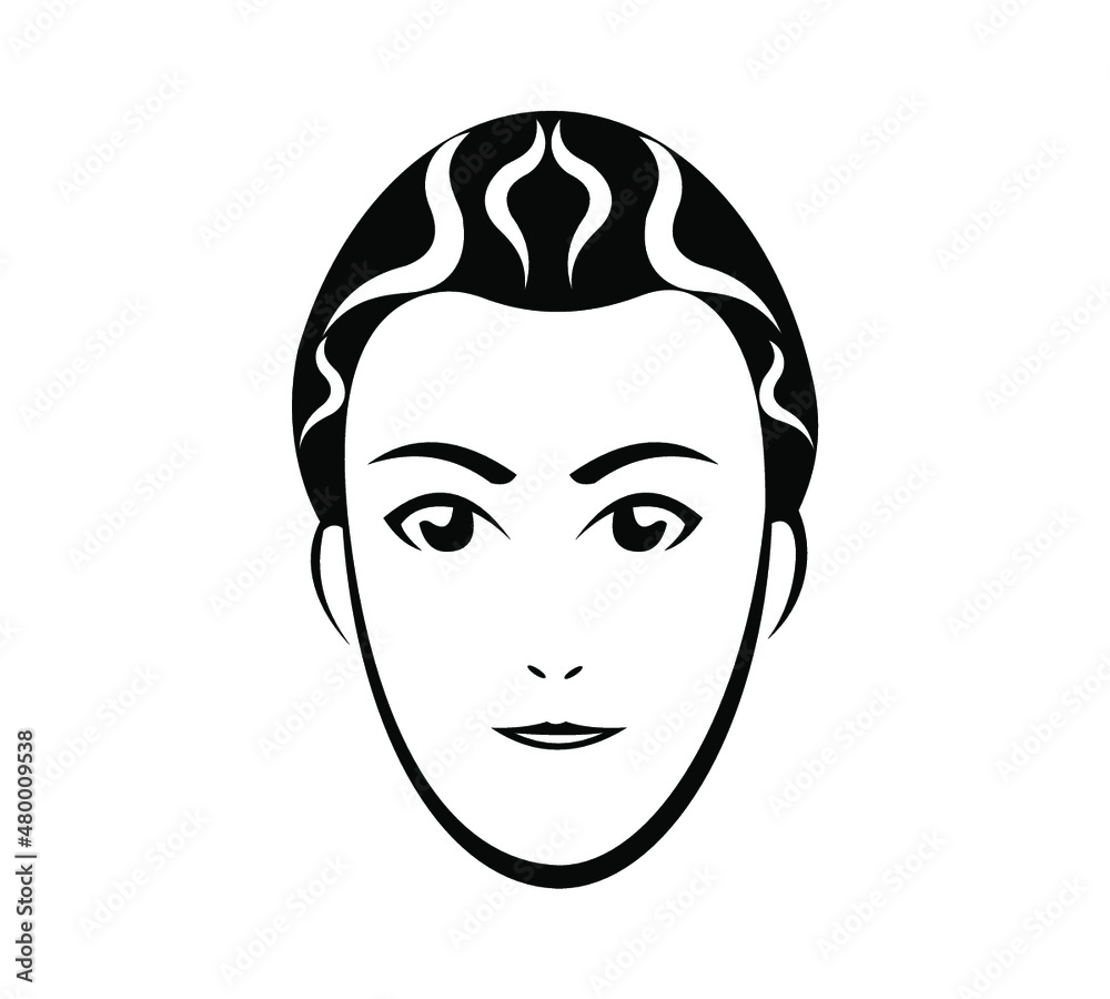 black and white woman face vector logo